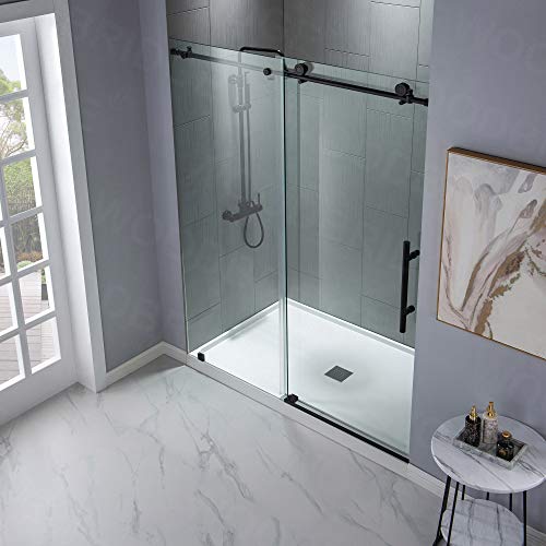 Woodbridge MBSDC6076-MBL Frameless Sliding Shower, 56 Inch-60 Inch Width, 76 Inch Height, 3/8 Inch (10 Mm) Clear Tempered Glass, Black Finish, Designed For Smooth Door Closing. Mbsdc6076-Mbl thumb #18