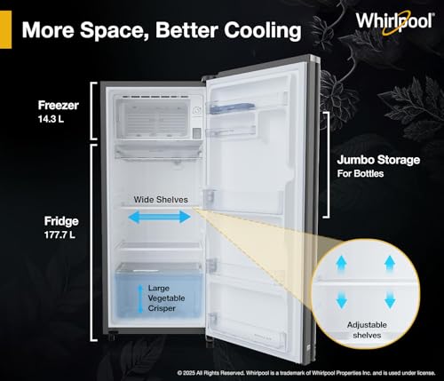 Image of Whirlpool 207 L 5 Star Glassdoor Icemagic Pro Inverter Direct-Cool Single Door Refrigerator (230 IMPRO GD PRM 5S Inv Silvia)