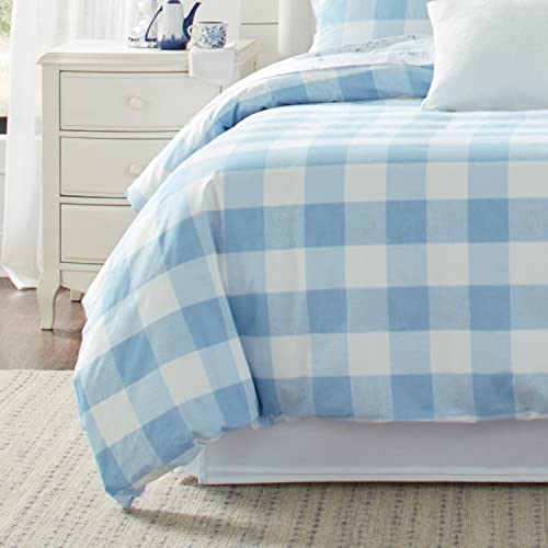 Laura Ashley- King Duvet Cover Set, Cotton Reversible Bedding With Matching Sham(S), Gingham Home Décor (Cynthia Blue, King) #TOP5