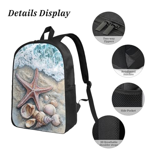 Coastal Starfish Backpacks 3 Pcs Cute Lightweight Daypack with Fun Graphic Cartoon Print for Travel Work4