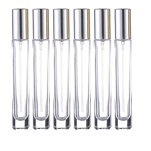 Lokusel 5 Pack 10ml glass Perfume Atomizer,Empty Perfume Bottles Mini Spray Bottle Plastic Fine Mist Spray Bottle Travel, Refillable, Sprayer(Silver)