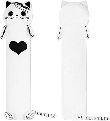 Miniatura 1 de MerryXD Almohada larga Kawaii de felpa con forma de gato, 53 pulgadas, suave, lindos animales de peluche, juguetes grandes para niños, regalos