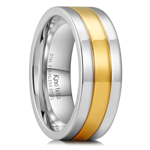 Alliance acier inoxydable homme King Will bicolore : finis les picotements et les rayures