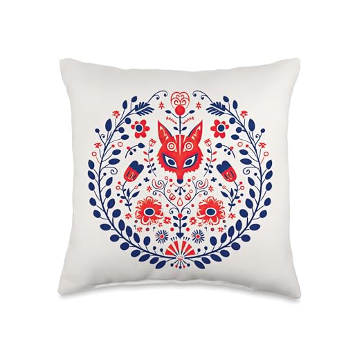Traditional Scandinavian Folk Pattern Throw Pillow