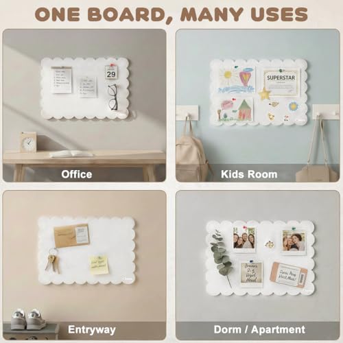 Image of Climberty Large Felt Bulletin Board 47x31in Wave Pin Board with 50 Push Pins, Soft Wall Memo Notice Board for Photos Notes Posters, Decorative Display for Home Office Kids Room