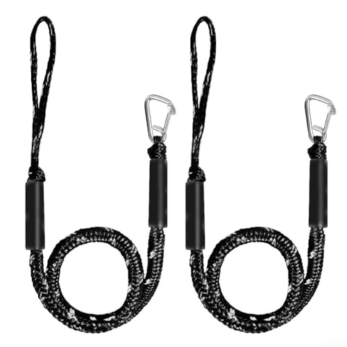Corde d'amarrage extensible Yhenlovtt 1,2-1,7m avec boucle inox 316 pour bateau noir et blanc