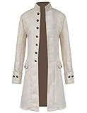 Mens Vintage Tailcoat Jacket Steampunk Victorian Uniforms Formal Tuxedo Coat Tie (XL, Beige)