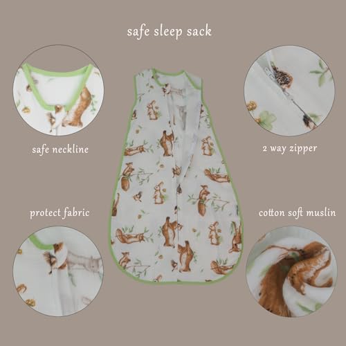 Image of Toddler Muslin Cotton Sleep Sack 0.5-0.7 TOG Sleeveless Unisex Wearable Blanket for Baby & Toddler (2-3T), Breathable Lightweight with 4-Layer Front & 2-Layer Back, All-Season Sleeping Bag