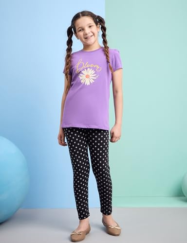 Image of Amazon Brand - Symbol Girl's Cotton Jersey Stretchable Leggings | Ankle Length | Aged 2-14 Years