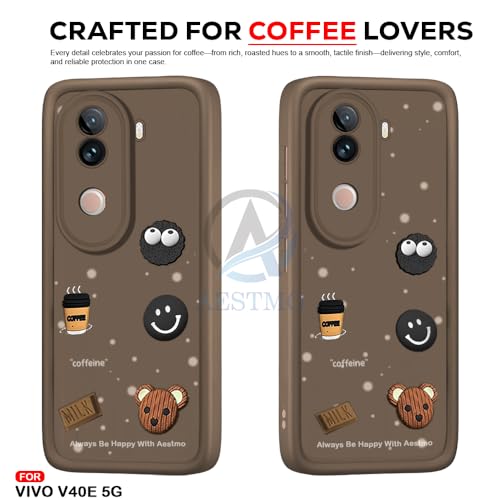 Image of AESTMO Back Case Cover for Vivo V40E 5G / iQOO Z9S 5G | Cute Fun Cartoon 3D Ball | Coffee Silicone Case | Full Body Protection | Camera Protection Back Cover for Vivo V40E 5G / iQOO Z9S 5G (Brown)