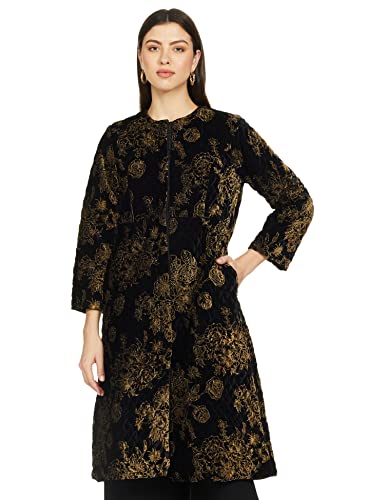Veste en polyester imprimé droit BIBA Noir : coupe tailleur et finitions premium