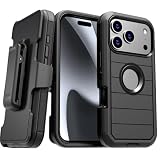 Designed for iPhone 17 Pro Max Case with Belt Clip Holster & Kickstand, Screenless Protective Dual-Layer Shockproof Phone Case - Black