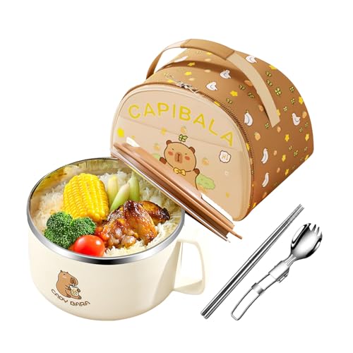 WJnflQN Juego de tazón de fideos - 1300 ml capibara sopa, apto para microondas, vajilla de gran capacidad para sopa, fideos, ensalada, cereales, sopa, pasta, fruta, cocina, oficina y apartamento