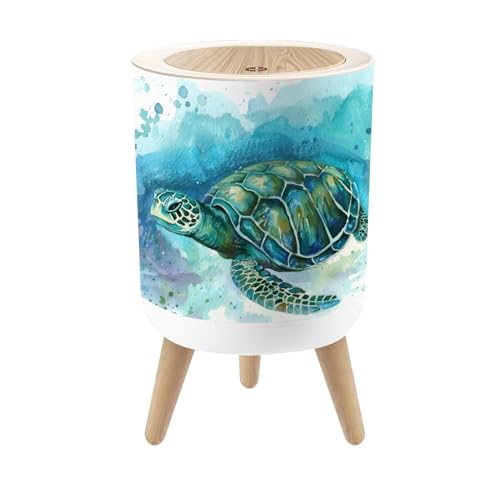 Papelera pequeña con tapa temática tortuga 1.8 gal