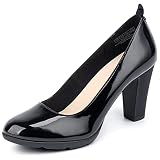 JENN ARDOR Pumps for Women Chunky Heel 3 inch High Heel Black Closed Toe Pump Block Heels (Black,8)
