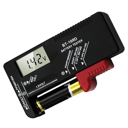Comprobador De Pilas Probador universal de batería para pilas AAA, AA, C, D y Botton, 1.5V, 9V, Medidor Carga Pilas Comprobador de voltaje de batería para reciclar baterías (BT-168)