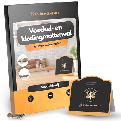 Panteer ® mottenval tegen 2 mottensoorten met hoge effectiviteit - mottenbescherming tegen voedselmotten en motten in de kledingkast - feromonval - 6 stuks