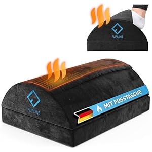 FLIPLINE Footrest Desk with Fleece Fibre Foot Pocket [ThermoFlow] Height-Adjustable Footrest for Desk Office Home Office Accessories – Foot Cushion Footrest Footrest Footstool