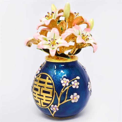 2024 wisdom Ancient china Chinese Art Asian Peace Wealth Porsperity Success Good Fengshui Gift Feng Shui Your life Lily Vase Double Happiness Vase With Lilies w5471 - Image 2