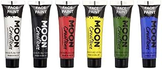 Moon Creations Face & Body Paint Tubes | Primary Set | 12ml | Ready to Use Face Paint | No Flake | Cruelty Free, Made in UK | Face Paint for Kids, Adults, Fancy Dress, Festivals, Halloween & More