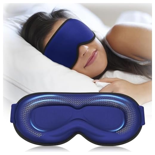 3D Contoured Weighted Eye Mask for Sleeping – Blackout, Lash-Friendly Sleep Mask for Relaxation, Spring Break, Beach Vacation, Summer Hiking Essentials, Washable Memory Foam, Navy Blue