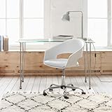 Yellowshop Scrivania ROUND, Design contemporaneo, Piano in Vetro Temperato, L120 x P60 x H...
