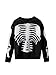SHENHE Boy's Graphic Skeleton Print Button Down V Neck Long Sleeve Halloween Cardigan Black and White 9Y