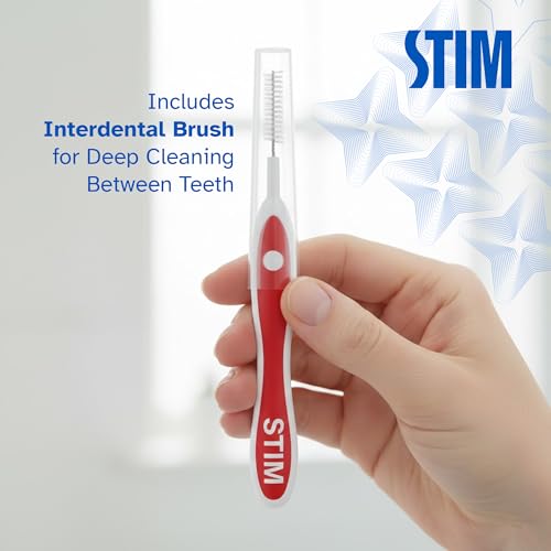 Image of STIM Plus Toothbrush | 4,500+ Ultra-Soft Bristles | Tapered Tips for Sensitive Teeth | Gentle on Gums & Enamel | Adults | Mixed Colors | Toothbrush + Interdental Brush (Pack of 2)
