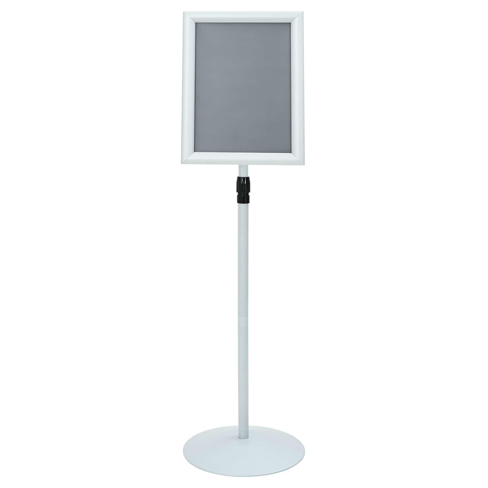 Soporte para póster, plateado, 33 x 33 x 126 cm, PVC, acero ajustable, para interior y exterior, expositor