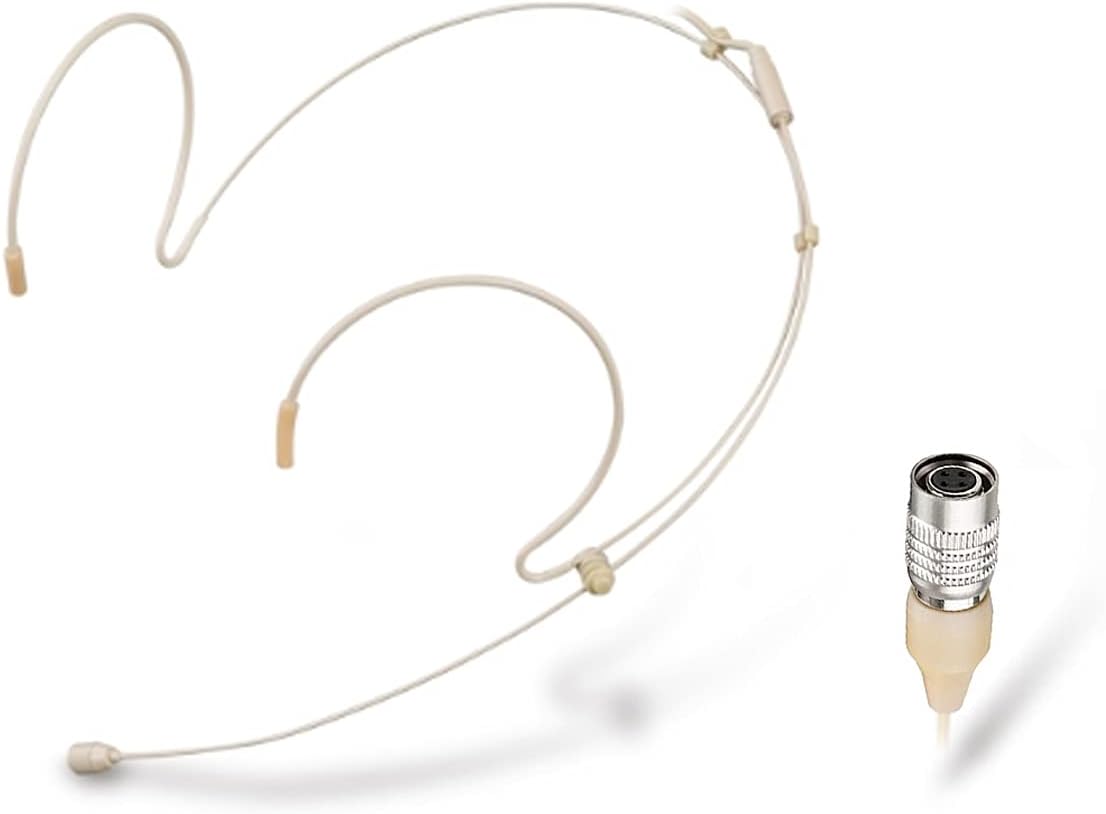 Headset Microphone Double Over Ear Earset Over Ear Headworn Mic Compatible with Audio-Technica Wireless System Bodypack Transmitter with 1.2m Cable Windscreen Hirose 4 Pin Plug