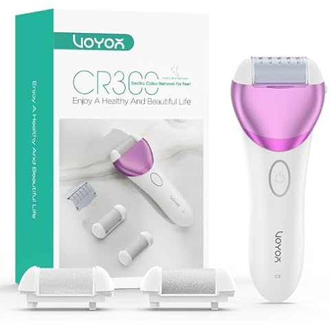 VOYOR Electric Foot Callus Remover Rechargeable Foot File Waterproof Pedicure Tools, Professional Callus Remover for Feet 3 Roller Heads Foot Scrubber Electric Foot Grinder CR300 (Purple) Cover