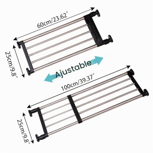 Estante extensible de metal negro ajustable para armario de dormitorio 3