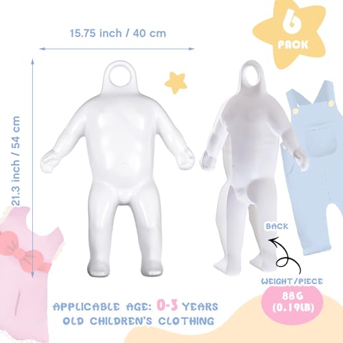 Tioncy 6 Pcs Kids Mannequin Baby Mannequin Toddler Child Dress Form Body for Clothing Display 21.3 x 15.75 Inches White Plastic Child Display Model for Retail and Home Use
