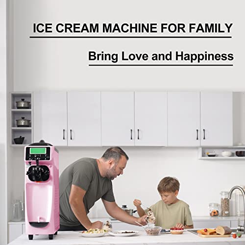 Gseice Commercial Ice Cream Maker Machine For Home,3.2 To 4.2 Gal/H Soft Serve Machine,Single Flavor Ice Cream Maker,1050W Countertop Soft Serve Ice Cream Machine With 1.6 Gal Tank,Led Panel,Pink #TOP3