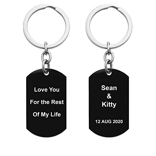 Two Sides Personalized Text Name Laser Engraving Stainless Steel Custom Dog Tag Key Chain - Handmade
