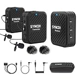 SYNCO Wireless Lavalier Microphones & System, G1(A2) 2.4G Dual Transmitter Lapel Mic 164FT 8H for Yo