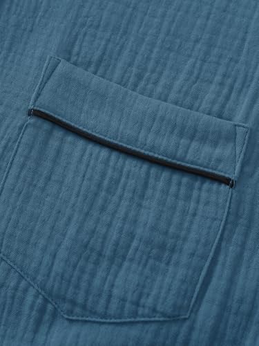 Latuza Men's Cotton Gauze Nightshirt Short Sleeve Nightgown Henley Sleep Shirt4