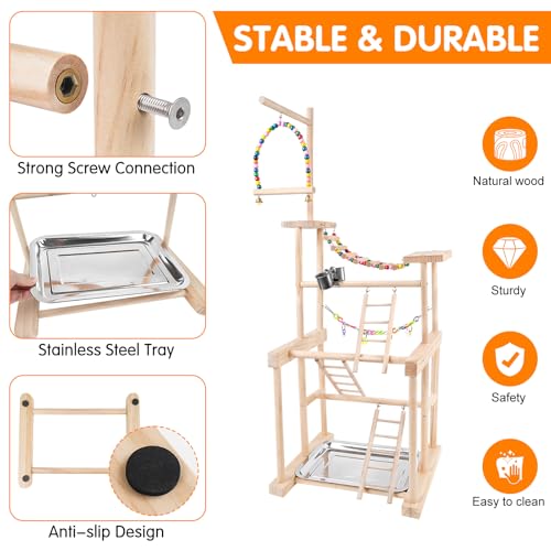 image for Chuiendi Bird Playground 4 Layer, Parrot Perch Stand Bird Play Stand f