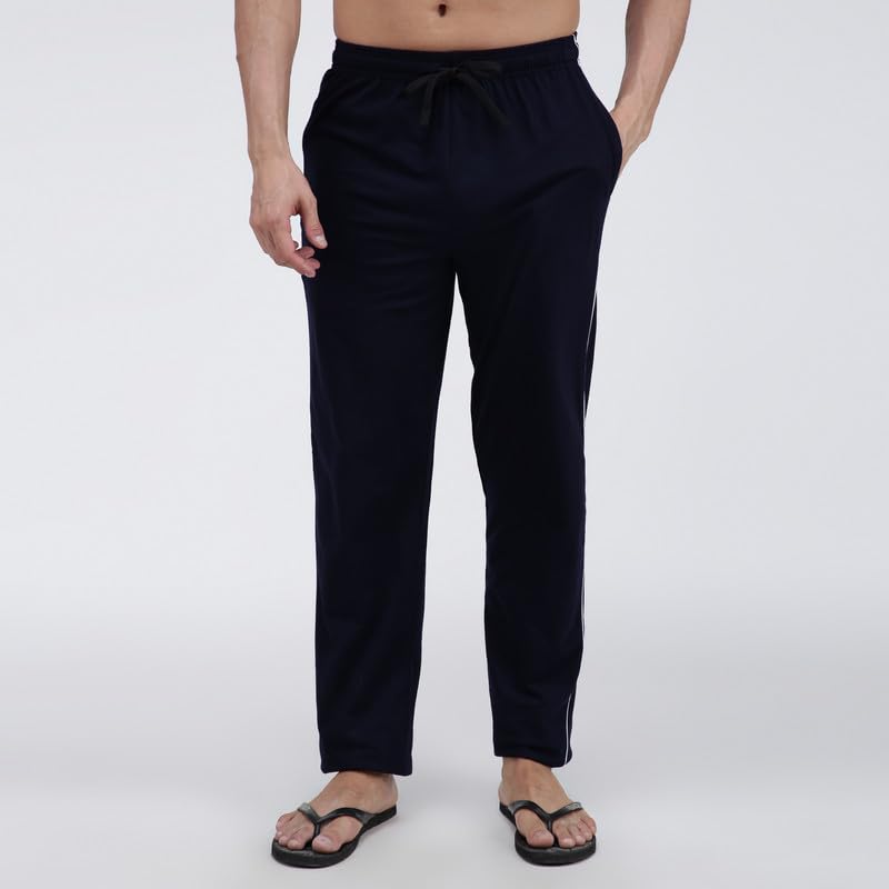 Image of Amul Comfy Men's Track Pant | Super Combed Cotton Rich Blend | Adjustable Drawstring Closure | Slim Tailored Fit | Soft Comfortable Everyday Bottom Wear | Color May Vary (Pack of 1)