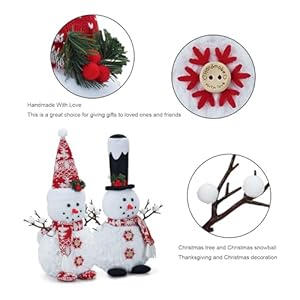 Set of 2 Gnome Plush 16inch Snowman Doll Tabletop Decorations Big Size Farmhouse Rustic Snowman Ornaments for Home Bathroom Kitchen Table Indoor Xmas Birthday Party Winter Decor