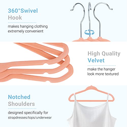 Taranch Velvet Baby Hangers For Closet, Wrinkle Free & Non Slip Baby Clothes Hangers For Kids Toddler Infants - Pink Kid Hangers With 6 Dividers - Slim Children Hangers Space Saving, 30 Pack #TOP1