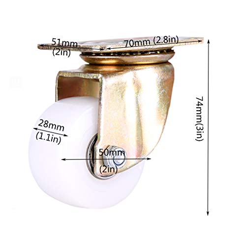 Roulettes de 50 mm robustes en nylon avec rotation à 360 degrés