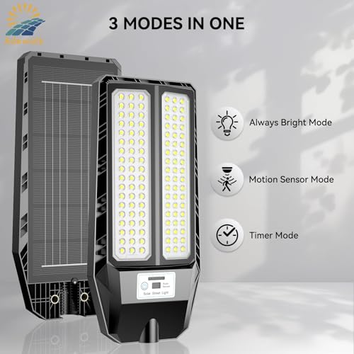 Image of Adewalk Solar Lights Outdoor - Convex Lens Solar Flood Lights, Dusk to Dawn, IP66 Waterproof Solar Street Lights Outdoor, Solar Security Lights with Motion Sensor and Remote for Yard, Patio, 2PACK