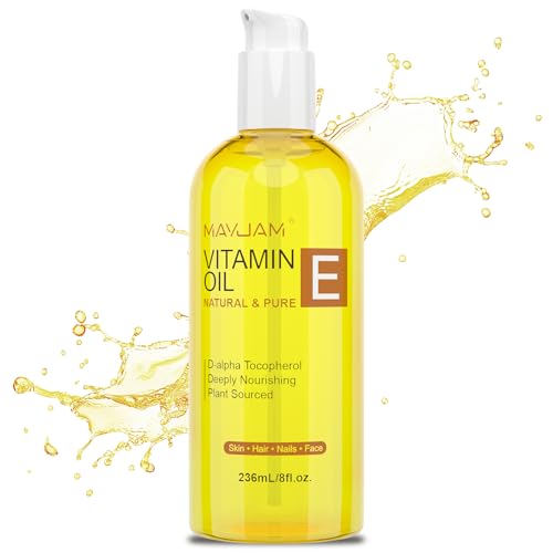 Organic Vitamin E Oil 50,000 IU for Skin, Pure & Natural Vitamine oils for Scars Hair, Face, Nail, Scalp Bath and Body Oil, Tocopherol to Repair Damaged Skin, Moisturizing Dry Skin, 8 Fl Oz