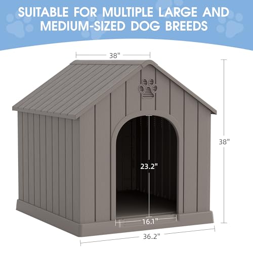 image for Fancyango Large Dog House Outdoor Indoor, Sturdy Plastic Waterproof Do