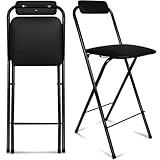 FATOLRD Taburete de bar plegable con respaldo, 27.5 pulgadas