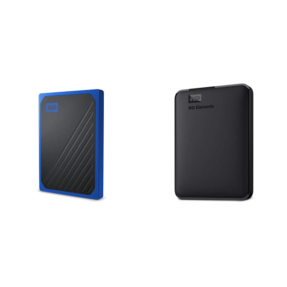 WD 1TB My Passport Go SSD Cobalt Portable External Storage, USB 3.0 & WD 4TB Elements Portable Exter