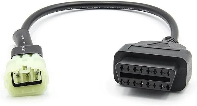 Motorcycle OBD2 Adapter Cable, 6 Pin to 16 Pin Connector for Bike Diagnostic Interface, Motorbike Fault Code Reader and Two Wheel Scanner Extension