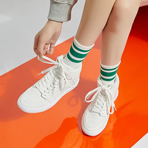 Xrh Womens High Top Sneakers Pu Leather Running Shoes Non Slip Walking Athletic Tennis Shoes For Women Ankle Boot(White.us6) #TOP5