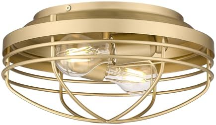 Golden Lighting Seaport Flush Mount Brushed Champagne Bronze with BCB Metal Cage